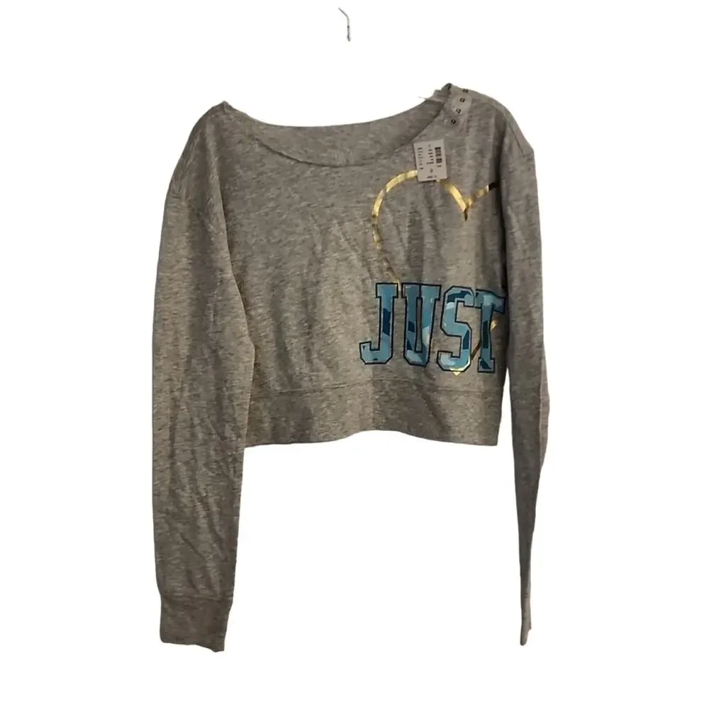 Justice Gray Heather Logo Crop Top